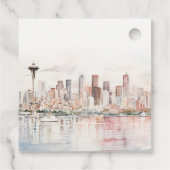 Seattle, Washington Watercolor Landscape Wedding Geschenkanhänger (Rückseite)