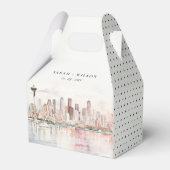 Seattle, Washington Watercolor Landscape Wedding Geschenkschachtel (Rückseite)