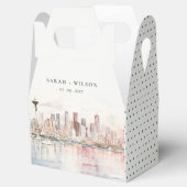 Seattle, Washington Watercolor Landscape Wedding Geschenkschachtel (Geöffnet)