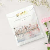 Seattle, Washington Watercolor Landscape Wedding Geschenktütchen (Versiegelt)