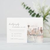 Seattle Washington Watercolor Landscape Wedding RSVP Karte (Stehend Vorderseite)