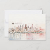 Seattle Washington Watercolor Landscape Wedding RSVP Karte (Rückseite)