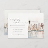 Seattle Washington Watercolor Landscape Wedding RSVP Karte (Vorne/Hinten)