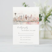 Seattle Washington Watercolor Landscape Wedding RSVP Karte (Stehend Vorderseite)