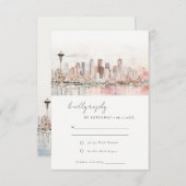 Seattle Washington Watercolor Landscape Wedding RSVP Karte (Vorne/Hinten)