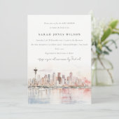 Seattle Washington Watercolor Scape Baby Shower Einladung (Stehend Vorderseite)