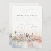 Seattle Washington Watercolor Scape Baby Shower Einladung (Vorne/Hinten)