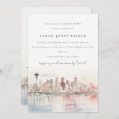 Seattle Washington Watercolor Scape Bridal Shower Einladung (Vorne/Hinten)