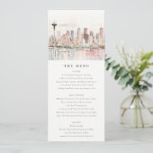 Seattle Washington Watercolor Scape Wedding Menu Einladung (Stehend Vorderseite)