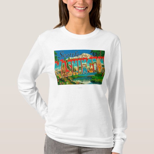 Seattle, WashingtonLarge Buchstabe-Szenen T-Shirt (Vorderseite)