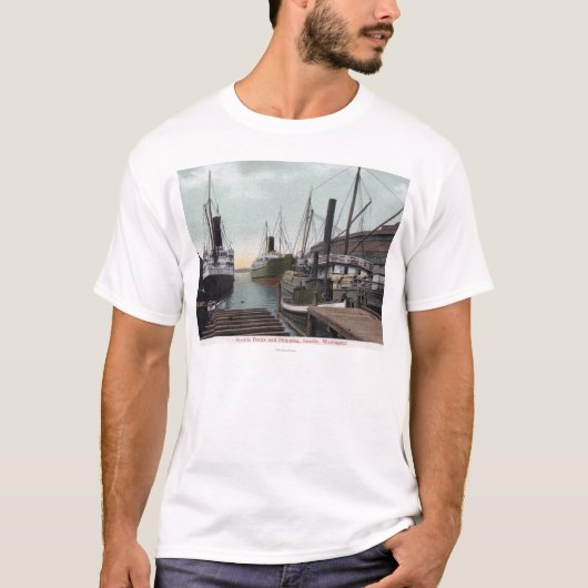 Seattle, WashingtonView des Docks und der Schiffe T-Shirt (Vorderseite)