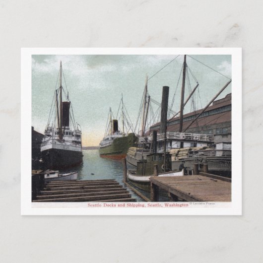 Seattle, WashingtonView of the Dock and Ships Postkarte (Vorderseite)