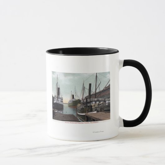 Seattle, WashingtonView of the Dock and Ships Tasse (Rechts)