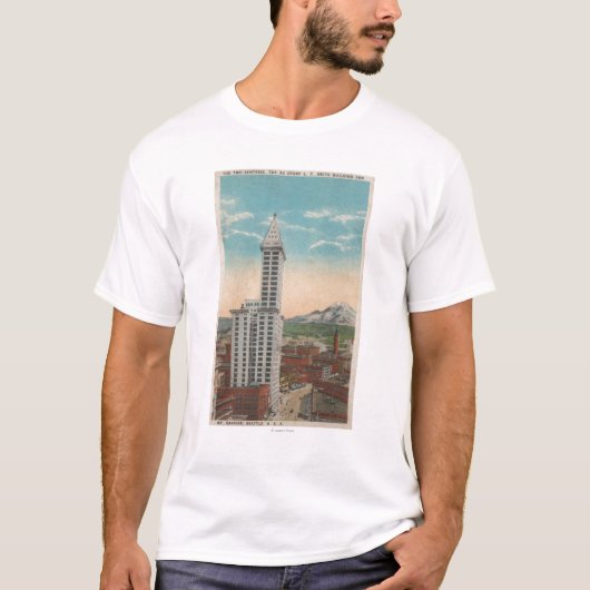 Seattle, WASmith Turm-Ansicht u. der Mount Rainier T-Shirt (Vorderseite)