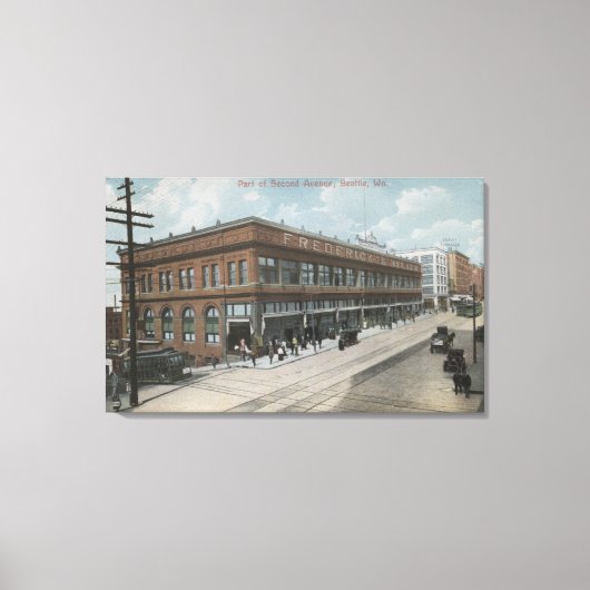 Seattle, WASSecond Avenue Frederick und Nelson Leinwanddruck (Vorderseite)