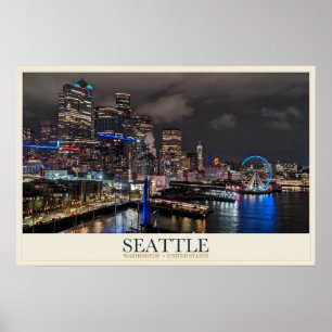 Seattle-Wasserfront und großes Rad Poster