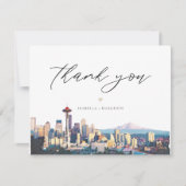 SEATTLE Watercolor Skyline Foto Danke Karte (Vorderseite)