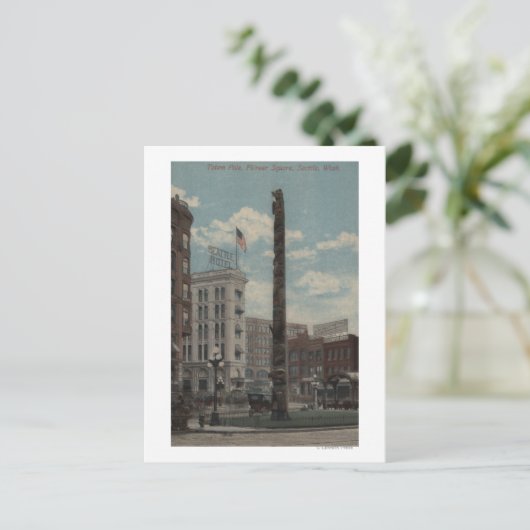 Seattle, WATotem Pole am Pioneer Platz Postkarte (Stehend Vorderseite)