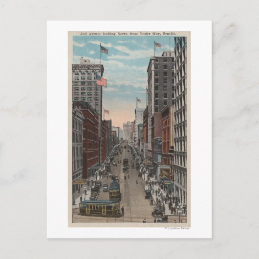Seattle, WAView of 2nd Ave von Yesler Postkarte (Vorderseite)