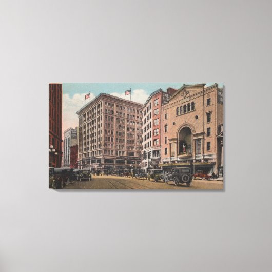 Seattle, WAView von 4. Ave & Westlake Leinwanddruck (Vorderseite)