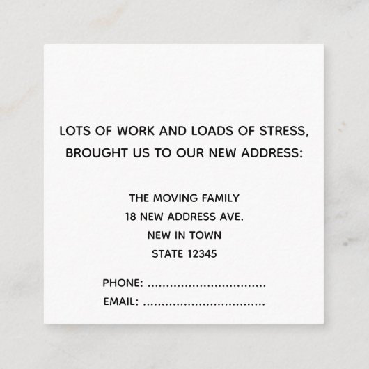 Seattle We have Moved New Address Card Begleitkarte (Rückseite)