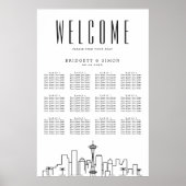 Seattle Wedding | 12 Tabelle Seating Chart Poster (Vorne)