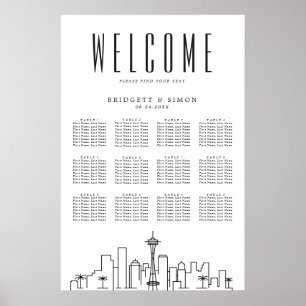 Seattle Wedding   12 Tabelle Seating Chart Poster