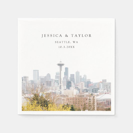 Seattle Wedding Custom Cocktail Napkins Serviette (Vorderseite)