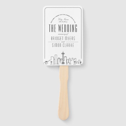 Seattle Wedding | Hochzeitsprogramm Hand Fan Fächer (Vorderseite)