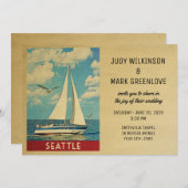 Seattle Wedding Invasion Sailboat Einladung (Vorne/Hinten)