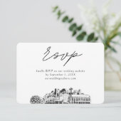 Seattle Wedding Minimalistisch Sketch UAWG Begleitkarte (Stehend Vorderseite)