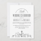 Seattle Wedding | Moderner Deko Skyline Einladung (Vorderseite)