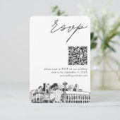 Seattle Wedding RSVP QR Code Small Enclosure Card Begleitkarte (Stehend Vorderseite)