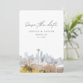 Seattle Wedding Save the Date Einladung (Stehend Vorderseite)