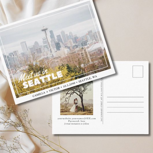 Seattle Wedding Save the Date Postcard Postkarte