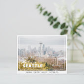 Seattle Wedding Save the Date Postcard Postkarte (Stehend Vorderseite)