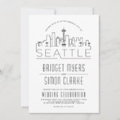 Seattle Wedding | Stilisierte Skyline-Einladung Einladung (Vorderseite)