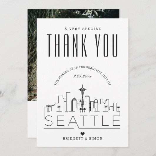 Seattle Wedding | Vielen Dank + Foto-Karte Karte (Vorne/Hinten)