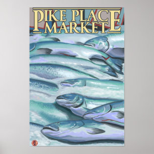 SeattleFish auf Eis am Pike-Platz-Markt Poster