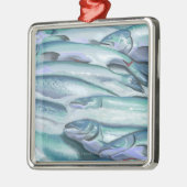 SeattleFish auf Eis am Pike-Platz-Markt Silbernes Ornament (Links)