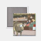 SeattleFish Toss and Bronze Pig am Pike Place Magnet (Vorderseite/Rückseite)