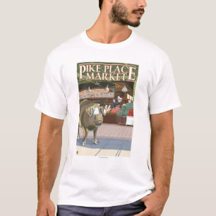 SeattleFish Wurf und Bronze-Schwein an Pike-Platz T-Shirt