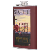 SeattlePike Platz-Markt-Zeichen und Wasser-Ansicht Flachmann (Links)