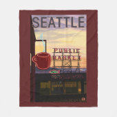 SeattlePike Platz-Markt-Zeichen und Wasser-Ansicht Fleecedecke (Vorderseite)