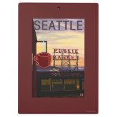 SeattlePike Platz-Markt-Zeichen und Wasser-Ansicht Klemmbrett (Rückseite)