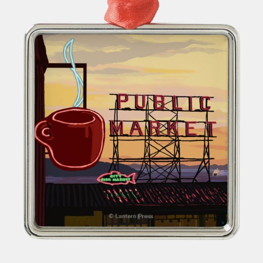 SeattlePike Platz-Markt-Zeichen und Wasser-Ansicht Ornament Aus Metall (Vorne)