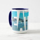 Seattleskyline-Typografie-moderner Foto-Kaffee Tasse (Vorderseite Links)