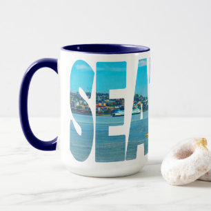 Seattleskyline-Typografie-moderner Foto-Kaffee Tasse
