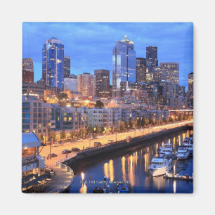 Seattleskyline und Hafen, Washington-Staat Magnet