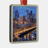 Seattleskyline und Hafen, Washington-Staat Silbernes Ornament (Rechts)